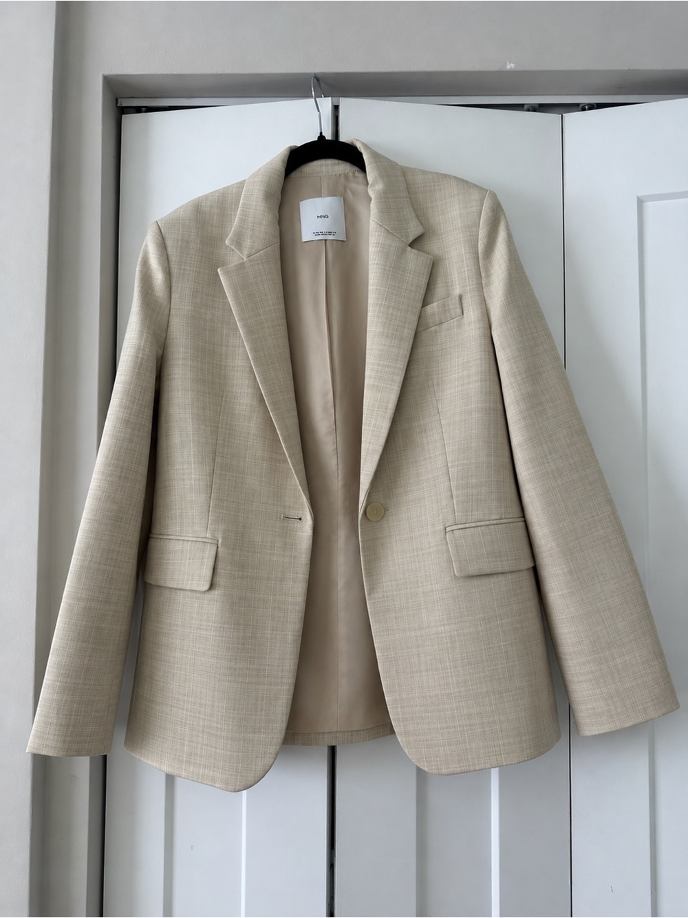Mango Beige Tailored Single-Button Blazer
